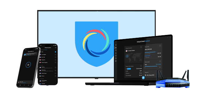 Small assortment of technological devices compatible with Hotspot Shield.